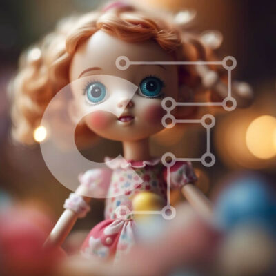 Intra Συλλεκτικό Ξύλινο Παζλ Plywood  4mm - Αξιολάτρευτη ξανθιά κούκλα με ροζ πουά φόρεμα Σε Ξύλινο Κουτί - Διαστάσεις: 10x10 cm – 25 κομμάτια - Image 1