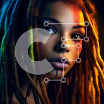 Intra Συλλεκτικό Ξύλινο Παζλ Plywood 4mm - Πορτρέτο μιας νεαρής γυναίκας με dreadlocks και πολύχρωμο μακιγιάζ Σε Ξύλινο Κουτί - Διαστάσεις: 10x10 cm – 25 κομμάτια - Image 1