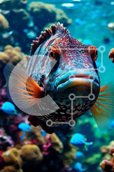 Intra Συλλεκτικό Ξύλινο Παζλ Plywood  4mm - Πολύχρωμα ψάρια σε κοραλλιογενή ύφαλο με άλλα ψάρια στο φόντο Σε Ξύλινο Κουτί - Διαστάσεις: 10x10 cm – 25 κομμάτια