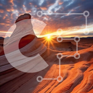 Intra Συλλεκτικό Ξύλινο Παζλ Plywood  4mm - Εκπληκτική εικόνα ενός σχηματισμού βράχου στην έρημο στο ηλιοβασίλεμα Σε Ξύλινο Κουτί - Διαστάσεις: 10x10 cm – 25 κομμάτια