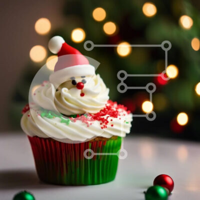 Intra Συλλεκτικό Ξύλινο Παζλ Plywood  4mm - Γιορτινό Cupcake με καπέλο Άγιου Βασίλη Σε Ξύλινο Κουτί - Διαστάσεις: 10x10 cm – 25 κομμάτια - Image 1