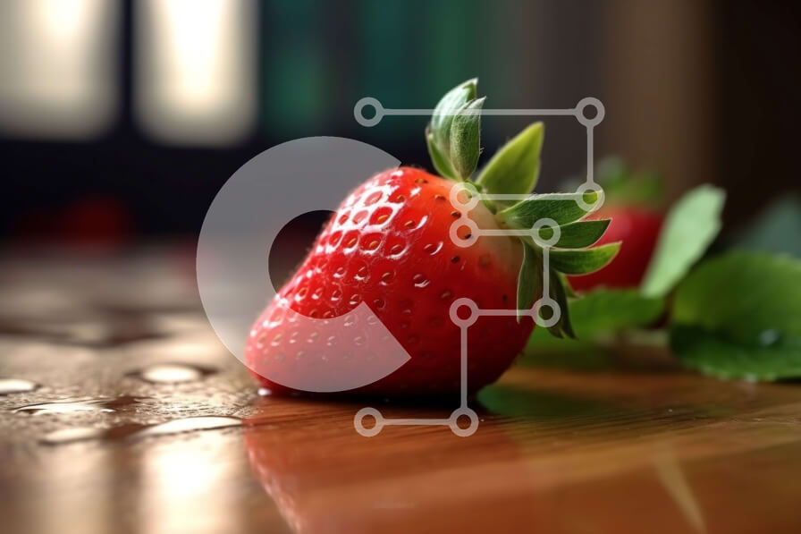 Intra Συλλεκτικό Ξύλινο Παζλ Plywood  4mm - Νόστιμη εικόνα μιας φρέσκιας φράουλας σε ένα ξύλινο τραπέζι Σε Ξύλινο Κουτί - Διαστάσεις: 10x10 cm – 25 κομμάτια