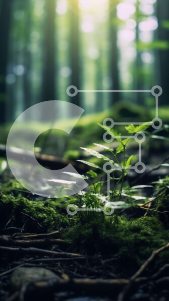 Intra Συλλεκτικό Ξύλινο Παζλ Plywood  4mm - Κοντινό πλάνο φυτών που αναπτύσσονται στο δάσος με βρύα και λειχήνες Σε Ξύλινο Κουτί - Διαστάσεις: 10x10 cm – 25 κομμάτια