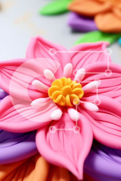 Intra Συλλεκτικό Ξύλινο Παζλ Plywood  4mm - Κοντινή όψη του πολύχρωμου πλαστικού λουλουδιού Σε Ξύλινο Κουτί - Διαστάσεις: 10x10 cm – 25 κομμάτια