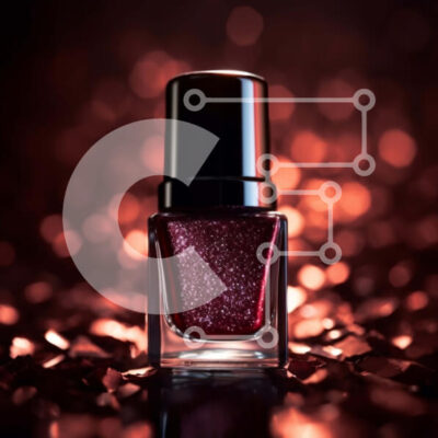 Intra Συλλεκτικό Ξύλινο Παζλ Plywood  4mm - Κόκκινο βερνίκι νυχιών Glitter σε μπουκάλι σε κομψό μαύρο φόντο Σε Ξύλινο Κουτί - Διαστάσεις: 10x10 cm – 25 κομμάτια - Image 1