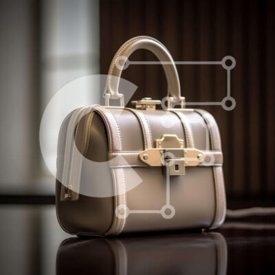 Intra Συλλεκτικό Ξύλινο Παζλ Plywood  4mm - Κομψή εικόνα μιας μπεζ τσάντας με χρυσές πινελιές σε ένα ξύλινο τραπέζι Σε Ξύλινο Κουτί - Διαστάσεις: 10x10 cm – 25 κομμάτια - Image 1