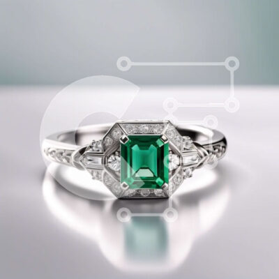 Intra Συλλεκτικό Ξύλινο Παζλ Plywood  4mm - Εκπληκτικό σμαραγδένιο δαχτυλίδι αρραβώνων με διαμάντια σε λευκό χρυσό Σε Ξύλινο Κουτί - Διαστάσεις: 10x10 cm – 25 κομμάτια - Image 1