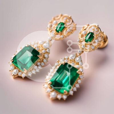 Intra Συλλεκτικό Ξύλινο Παζλ Plywood  4mm - Εκπληκτικά πράσινα σμαραγδένια και μαργαριτάρια σκουλαρίκια για μια πινελιά κομψότητας Σε Ξύλινο Κουτί - Διαστάσεις: 10x10 cm – 25 κομμάτια - Image 1