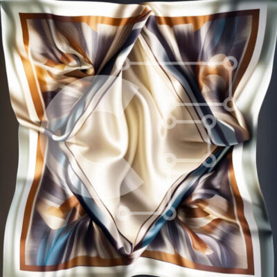 Intra Συλλεκτικό Ξύλινο Παζλ Plywood  4mm - Κομψό μεταξωτό φουλάρι με γεωμετρικό σχέδιο σε καφέ και μπεζ Σε Ξύλινο Κουτί - Διαστάσεις: 10x10 cm – 25 κομμάτια - Image 1