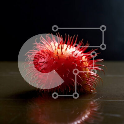 Intra Συλλεκτικό Ξύλινο Παζλ Plywood 4mm - Φρέσκα κόκκινα φρούτα Rambutan σε ένα τραπέζι Σε Ξύλινο Κουτί - Διαστάσεις: 10x10 cm – 25 κομμάτια - Image 1