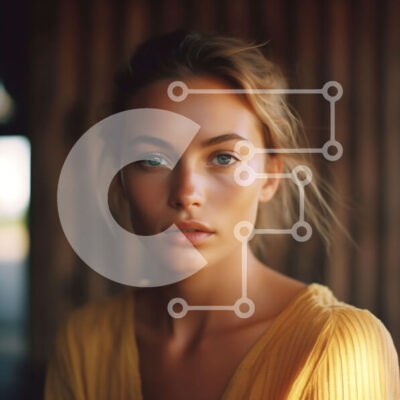 Intra Συλλεκτικό Ξύλινο Παζλ Plywood  4mm - Γαλήνια ομορφιά μιας ξανθιάς γυναίκας με κίτρινο πουκάμισο μπροστά από έναν ξύλινο αχυρώνα Σε Ξύλινο Κουτί - Διαστάσεις: 10x10 cm – 25 κομμάτια - Image 1