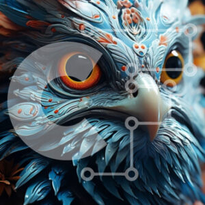 Intra Συλλεκτικό Ξύλινο Παζλ Plywood  4mm - Περίπλοκα φτερωτό και πολύχρωμο πουλί με φλοράλ κόμμωση Σε Ξύλινο Κουτί - Διαστάσεις: 10x10 cm – 25 κομμάτια