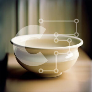 Intra Συλλεκτικό Ξύλινο Παζλ Plywood  4mm - Όμορφη εικόνα ενός λευκού κεραμικού μπολ σε ένα ξύλινο τραπέζι Σε Ξύλινο Κουτί - Διαστάσεις: 10x10 cm – 25 κομμάτια