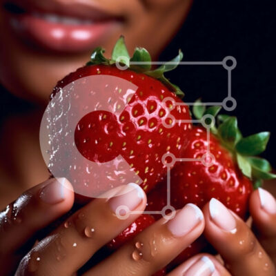 Intra Συλλεκτικό Ξύλινο Παζλ Plywood  4mm - Φρέσκες φράουλες στα χέρια μιας γυναίκας Σε Ξύλινο Κουτί - Διαστάσεις: 10x10 cm – 25 κομμάτια - Image 1