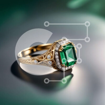 Intra Συλλεκτικό Ξύλινο Παζλ Plywood  4mm - Εκπληκτικό δαχτυλίδι από σμαράγδι και διαμάντια σε σκούρο φόντο Σε Ξύλινο Κουτί - Διαστάσεις: 10x10 cm – 25 κομμάτια - Image 1