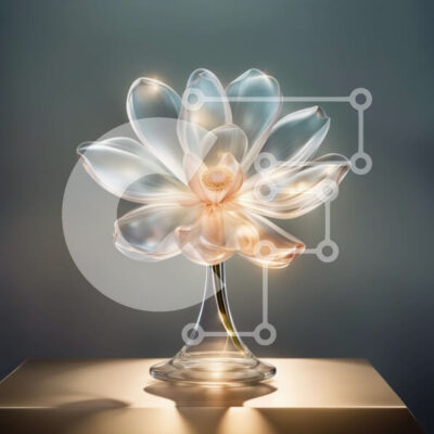 Intra Συλλεκτικό Ξύλινο Παζλ Plywood  4mm - Κομψή εικόνα ενός λευκού λουλουδιού λωτού σε ένα γυάλινο βάζο Σε Ξύλινο Κουτί - Διαστάσεις: 10x10 cm – 25 κομμάτια - Image 1