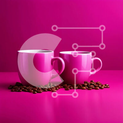 Intra Συλλεκτικό Ξύλινο Παζλ Plywood  4mm - Κομψές και ζωηρές ροζ κούπες καφέ γεμάτες με φρέσκους κόκκους καφέ Σε Ξύλινο Κουτί - Διαστάσεις: 10x10 cm – 25 κομμάτια - Image 1