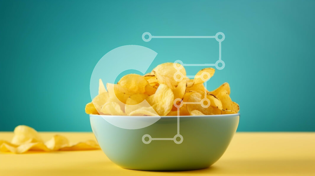 Intra Συλλεκτικό Ξύλινο Παζλ Plywood  4mm - Μπολ με πατατάκια σε πολύχρωμο φόντο Σε Ξύλινο Κουτί - Διαστάσεις: 10x10 cm – 25 κομμάτια