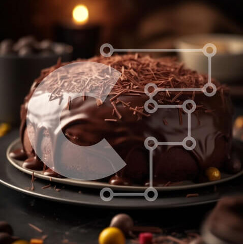 Intra Συλλεκτικό Ξύλινο Παζλ Plywood  4mm - Λαχταριστό κέικ σοκολάτας με παγωμένο σοκολάτα και πασπάλισμα Σε Ξύλινο Κουτί - Διαστάσεις: 10x10 cm – 25 κομμάτια - Image 1