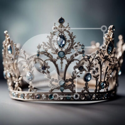 Intra Συλλεκτικό Ξύλινο Παζλ Plywood  4mm - Εκπληκτική κοντινή φωτογραφία του στέμματος με μπλε και καθαρά κρύσταλλα Σε Ξύλινο Κουτί - Διαστάσεις: 10x10 cm – 25 κομμάτια - Image 1