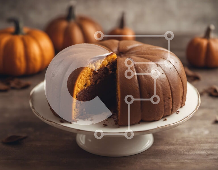 Intra Συλλεκτικό Ξύλινο Παζλ Plywood  4mm - Τούρτα Bundt σοκολάτας με κολοκύθες Σε Ξύλινο Κουτί - Διαστάσεις: 10x10 cm – 25 κομμάτια