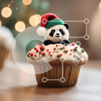 Intra Συλλεκτικό Ξύλινο Παζλ Plywood  4mm - Panda Cupcake με γιορτινά στολίδια Σε Ξύλινο Κουτί - Διαστάσεις: 10x10 cm – 25 κομμάτια - Image 1