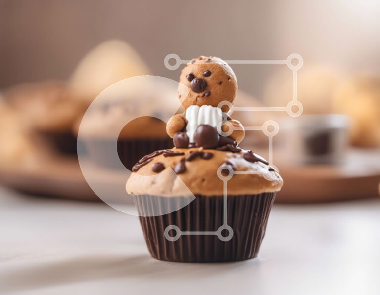 Intra Συλλεκτικό Ξύλινο Παζλ Plywood  4mm - Αξιολάτρευτο Teddy Bear Cupcake σε τραπέζι με καφέ Σε Ξύλινο Κουτί - Διαστάσεις: 10x10 cm – 25 κομμάτια