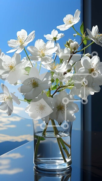 Intra Συλλεκτικό Ξύλινο Παζλ Plywood  4mm - Όμορφο βάζο με λευκά λουλούδια με γραφική θέα στο βουνό Σε Ξύλινο Κουτί - Διαστάσεις: 10x10 cm – 25 κομμάτια