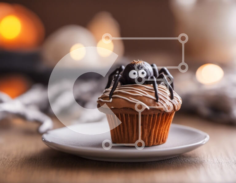 Intra Συλλεκτικό Ξύλινο Παζλ Plywood  4mm - Λαχταριστό Cupcake με Σοκολατένιες Αράχνες Σε Ξύλινο Κουτί - Διαστάσεις: 10x10 cm – 25 κομμάτια