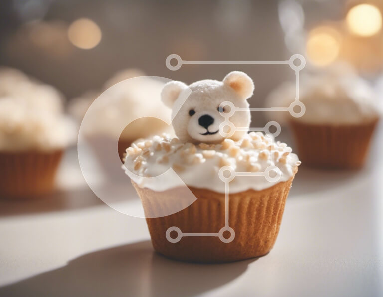 Intra Συλλεκτικό Ξύλινο Παζλ Plywood  4mm - Cupcake με Κεφαλή Αρκούδας Σε Ξύλινο Κουτί - Διαστάσεις: 10x10 cm – 25 κομμάτια