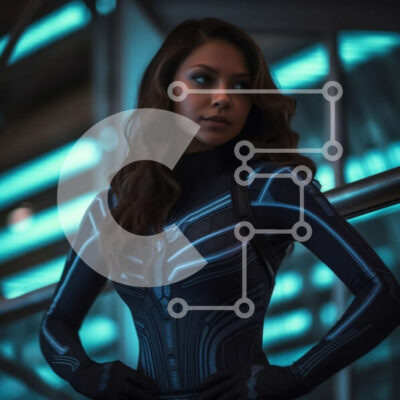 Intra Συλλεκτικό Ξύλινο Παζλ Plywood  4mm - Αποφασισμένη Γυναίκα με Μαύρο και Μπλε Φορμάκι με Ασημί τόνους Σε Ξύλινο Κουτί - Διαστάσεις: 10x10 cm – 25 κομμάτια - Image 1