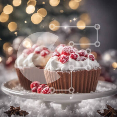 Intra Συλλεκτικό Ξύλινο Παζλ Plywood  4mm - Γιορτινά Cupcakes σοκολάτας με σαντιγί και κόκκινα μούρα Σε Ξύλινο Κουτί - Διαστάσεις: 10x10 cm – 25 κομμάτια - Image 1