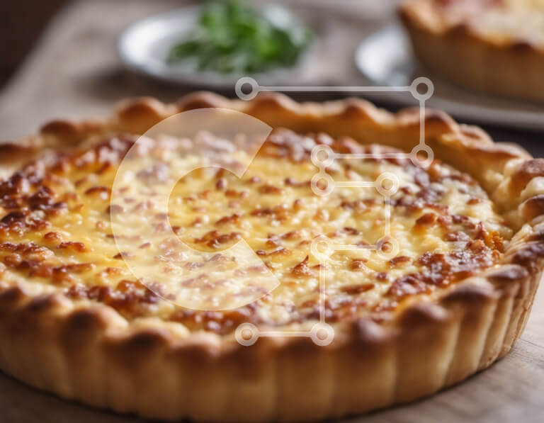 Intra Συλλεκτικό Ξύλινο Παζλ Plywood  4mm - Τάρτα με τυρί με γαρνιτούρα μαϊντανού Σε Ξύλινο Κουτί - Διαστάσεις: 10x10 cm – 25 κομμάτια