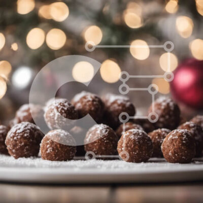 Intra Συλλεκτικό Ξύλινο Παζλ Plywood 4mm - Εορταστικές μπάλες σοκολάτας σε ένα λευκό πιάτο Σε Ξύλινο Κουτί - Διαστάσεις: 10x10 cm – 25 κομμάτια - Image 1