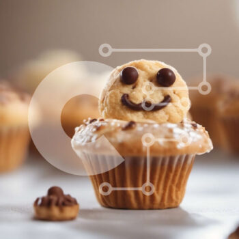 Intra Συλλεκτικό Ξύλινο Παζλ Plywood  4mm - Smiley Cupcake με τσιπς σοκολάτας και ψεκασμούς Σε Ξύλινο Κουτί - Διαστάσεις: 10x10 cm – 25 κομμάτια - Image 1