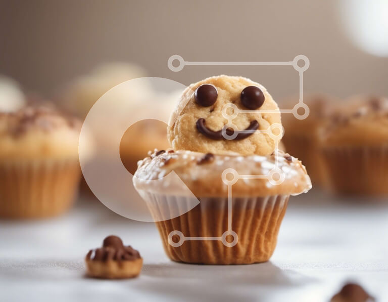 Intra Συλλεκτικό Ξύλινο Παζλ Plywood  4mm - Smiley Cupcake με τσιπς σοκολάτας και ψεκασμούς Σε Ξύλινο Κουτί - Διαστάσεις: 10x10 cm – 25 κομμάτια - Image 1