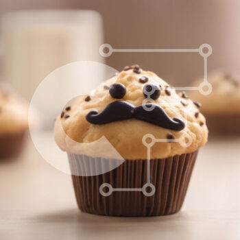 Intra Συλλεκτικό Ξύλινο Παζλ Plywood  4mm - Cupcake μουστάκι σοκολάτας με γάλα σε φόντο Σε Ξύλινο Κουτί - Διαστάσεις: 10x10 cm – 25 κομμάτια - Image 1