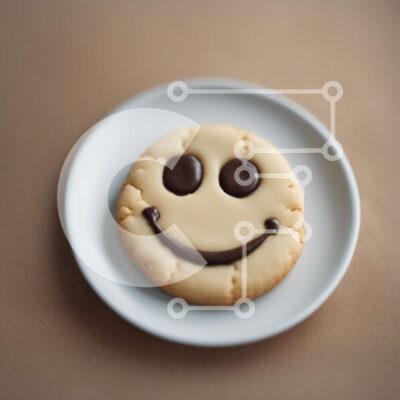 Intra Συλλεκτικό Ξύλινο Παζλ Plywood 4mm - Μπισκότο Smiley Face με παγωμένο σοκολάτα σε λευκό πιάτο Σε Ξύλινο Κουτί - Διαστάσεις: 10x10 cm – 25 κομμάτια - Image 1