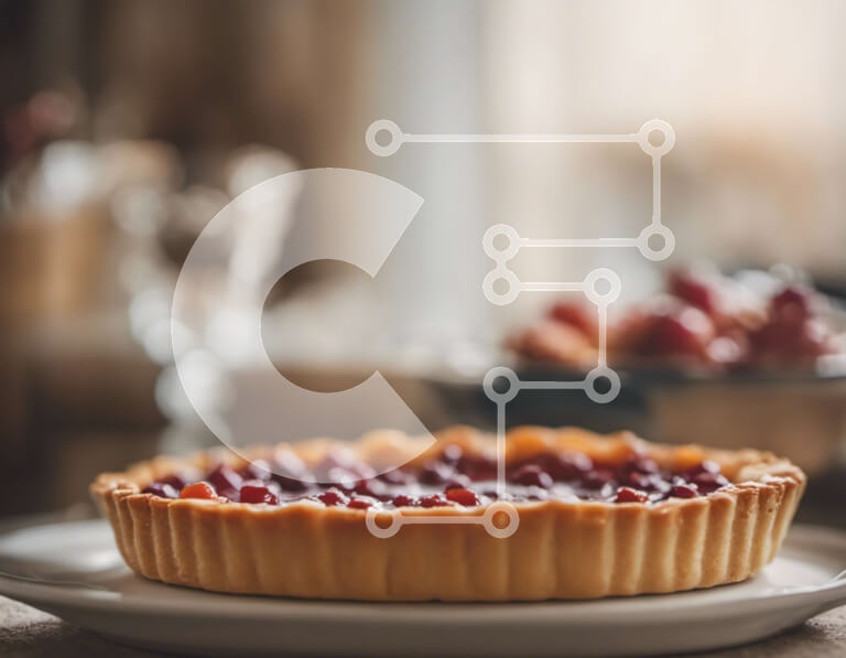 Intra Συλλεκτικό Ξύλινο Παζλ Plywood  4mm - Τάρτα Cranberry σε λευκό πιάτο Σε Ξύλινο Κουτί - Διαστάσεις: 10x10 cm – 25 κομμάτια