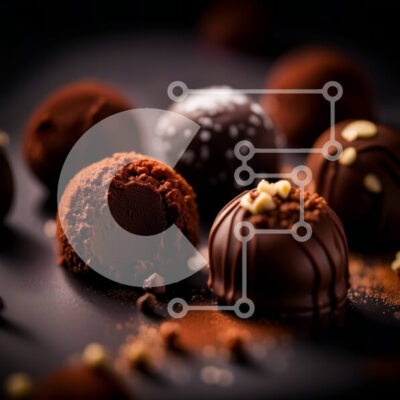 Intra Συλλεκτικό Ξύλινο Παζλ Plywood  4mm - Νόστιμη ποικιλία από τρούφες σοκολάτας σε σκούρο φόντο Σε Ξύλινο Κουτί - Διαστάσεις: 10x10 cm – 25 κομμάτια - Image 1