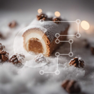 Intra Συλλεκτικό Ξύλινο Παζλ Plywood 4mm - Χιονισμένη τούρτα με διακοσμητικά από κουκουνάρι Σε Ξύλινο Κουτί - Διαστάσεις: 10x10 cm – 25 κομμάτια - Image 1