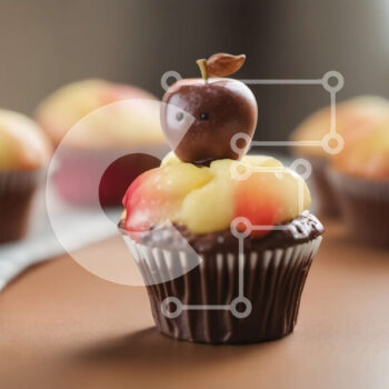 Intra Συλλεκτικό Ξύλινο Παζλ Plywood  4mm - Cupcakes σοκολάτας με διακοσμητικά μήλου Σε Ξύλινο Κουτί - Διαστάσεις: 10x10 cm – 25 κομμάτια - Image 1