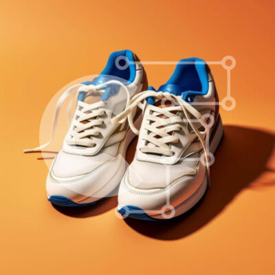 Intra Συλλεκτικό Ξύλινο Παζλ Plywood  4mm - Κομψή φωτογραφία αθλητικών παπουτσιών με λευκό και μπλε χρώμα Σε Ξύλινο Κουτί - Διαστάσεις: 10x10 cm – 25 κομμάτια - Image 1