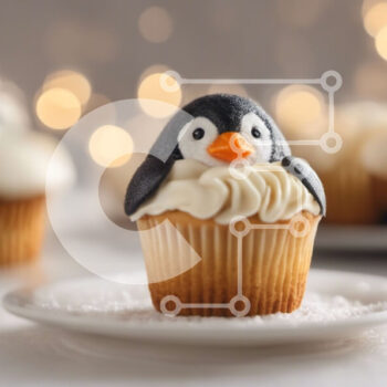 Intra Συλλεκτικό Ξύλινο Παζλ Plywood  4mm - Cupcakes Penguin για την εορταστική περίοδο Σε Ξύλινο Κουτί - Διαστάσεις: 10x10 cm – 25 κομμάτια - Image 1