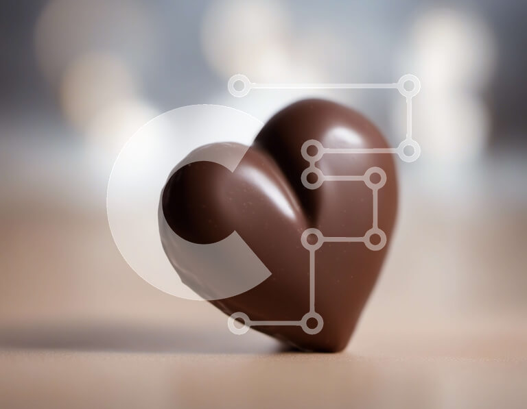 Intra Συλλεκτικό Ξύλινο Παζλ Plywood  4mm - Μπάρα μαύρης σοκολάτας σε σχήμα καρδιάς στο τραπέζι Σε Ξύλινο Κουτί - Διαστάσεις: 10x10 cm – 25 κομμάτια