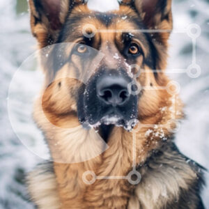 Intra Συλλεκτικό Ξύλινο Παζλ Plywood  4mm - Γερμανικός Ποιμενικός Σκύλος στο Χιόνι Σε Ξύλινο Κουτί - Διαστάσεις: 10x10 cm – 25 κομμάτια