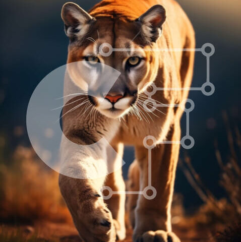 Intra Συλλεκτικό Ξύλινο Παζλ Plywood  4mm - Majestic Mountain Lion που περπατά σε χωματόδρομο στο ηλιοβασίλεμα Σε Ξύλινο Κουτί - Διαστάσεις: 10x10 cm – 25 κομμάτια - Image 1