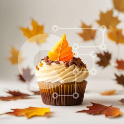 Intra Συλλεκτικό Ξύλινο Παζλ Plywood  4mm - Λαχταριστό Cupcake σοκολάτας με Διακόσμηση από φύλλα σφενδάμου Σε Ξύλινο Κουτί - Διαστάσεις: 10x10 cm – 25 κομμάτια - Image 1