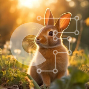 Intra Συλλεκτικό Ξύλινο Παζλ Plywood  4mm - Όμορφη εικόνα ενός μικρού καφέ κουνελιού στο ηλιοβασίλεμα Σε Ξύλινο Κουτί - Διαστάσεις: 10x10 cm – 25 κομμάτια