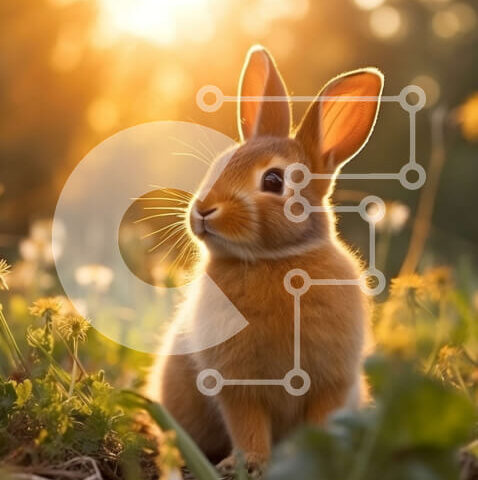 Intra Συλλεκτικό Ξύλινο Παζλ Plywood  4mm - Όμορφη εικόνα ενός μικρού καφέ κουνελιού στο ηλιοβασίλεμα Σε Ξύλινο Κουτί - Διαστάσεις: 10x10 cm – 25 κομμάτια - Image 1